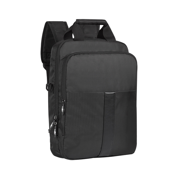 SIN 069, MOCHILA PORTAFOLIO KRONBERG. Mochila con 2 Bolsas frontales. Bolsa frontal con cierre en forro para facilitar bordado. Bolsa principal con espacio para laptop y organizador de cables y documentos removible. Parte trasera con cierre para esconder tirantes removibles. Incluye asa para colgar en ho)