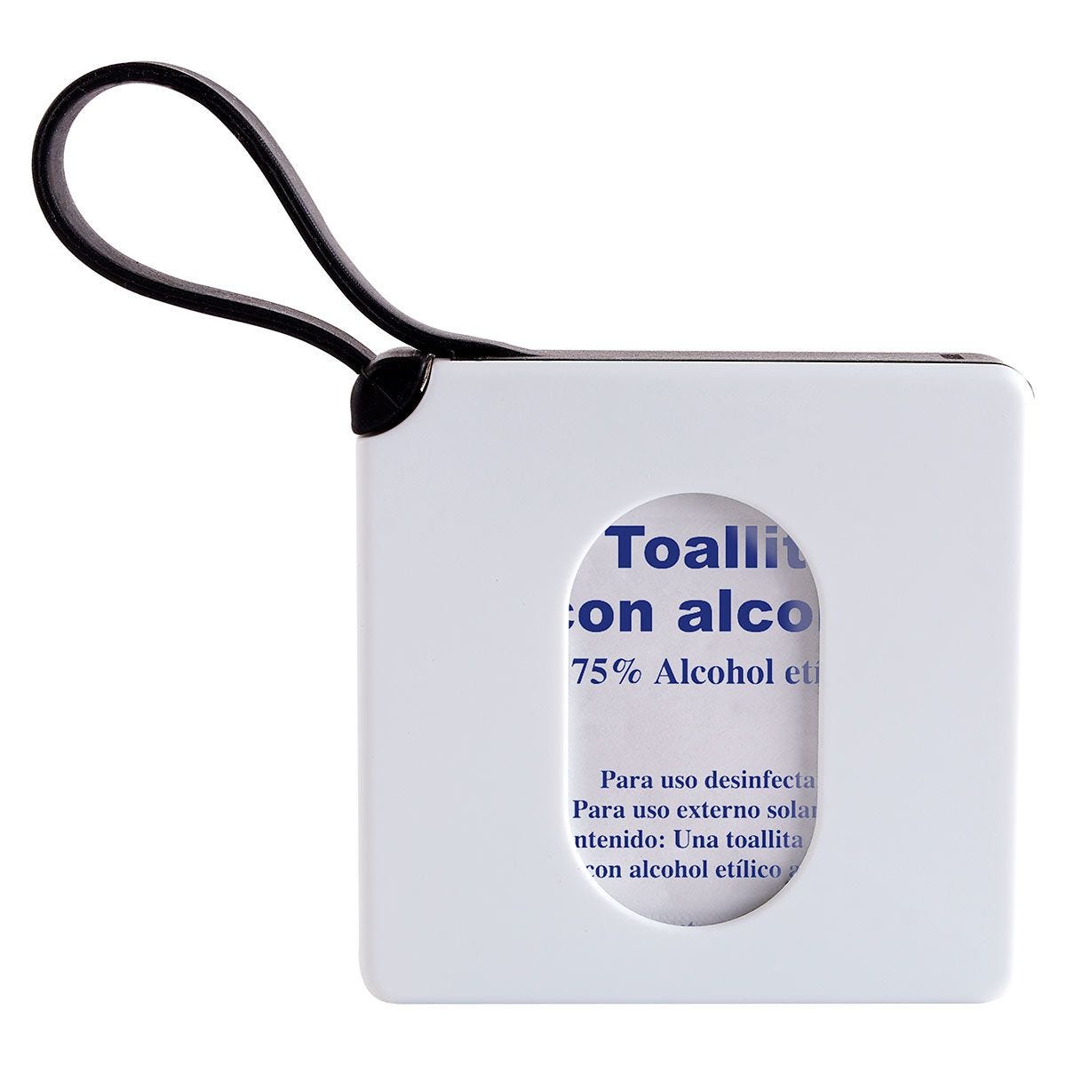 SLD 053, ESTUCHE CON ASA DE SILICON PADS DE ALCOHOL. Estuche con 10 toallitas con Alcohol al 75%.