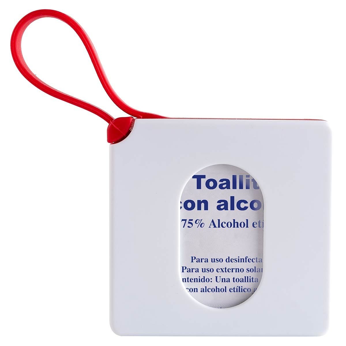 SLD 053, ESTUCHE CON ASA DE SILICON PADS DE ALCOHOL. Estuche con 10 toallitas con Alcohol al 75%.