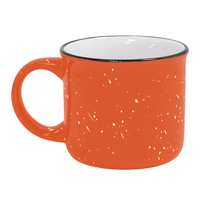 A2970, TAZA KOPAL. Taza de cerámica de boca abierta con filo negro. Exterior en color, tipo peltre. Interior en color blanco liso. CAP. 400 ml (14 OZ.) Venta en múltiplos de 12.