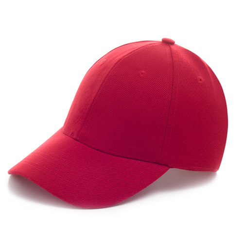 GO-001-ROJO, Gorra promocional de acrílico con broche de velcro ajustable y visera rígida.